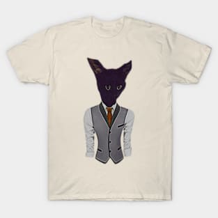 Black Business Cat Kitten With Yellow Tie With Yellow Tie T-Shirt